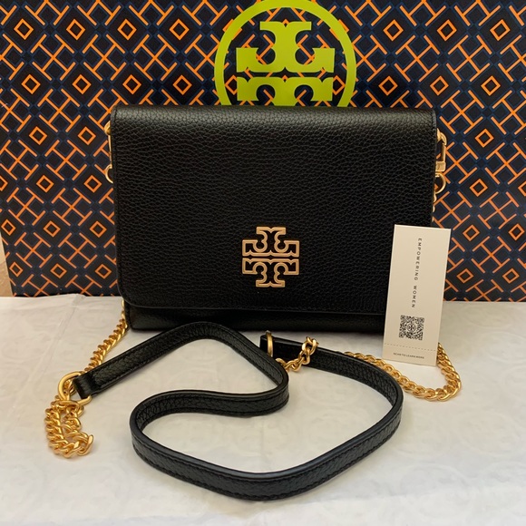 Tory Burch Bags Tory Burch Britten Chain Wallet Crossbody Black